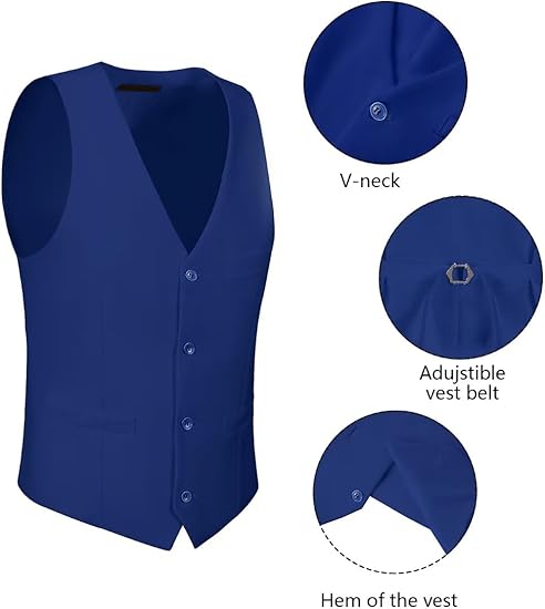 Wehilion Men's Suits 2 Pieces, Vest Pants Set for Men, V-Neck Slim Fit Casual Suit Waistcoat