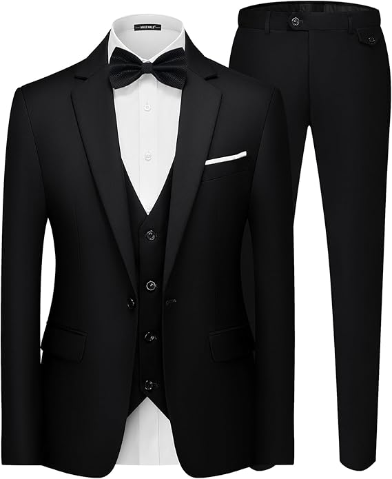 MAGE MALE Men's 3 Pieces Suit Elegant Solid