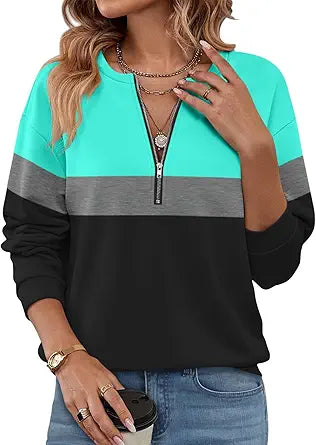 Womens Sweatshirts Half Zip Fleece Pullover Tops Color