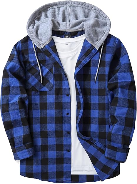 ZITY Men's Flannel Hoodie Shirts