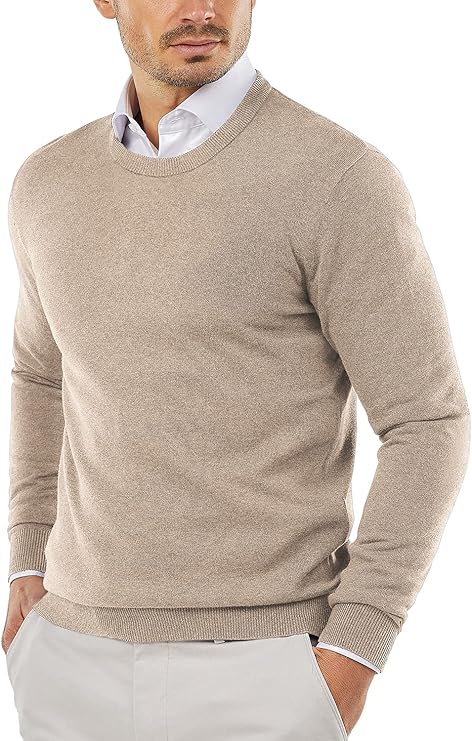 COOFANDY Men's Crew Neck Sweater Slim Fit Lightweight