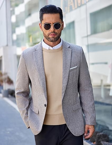 COOFANDY Men's Crew Neck Sweater Slim Fit Lightweight