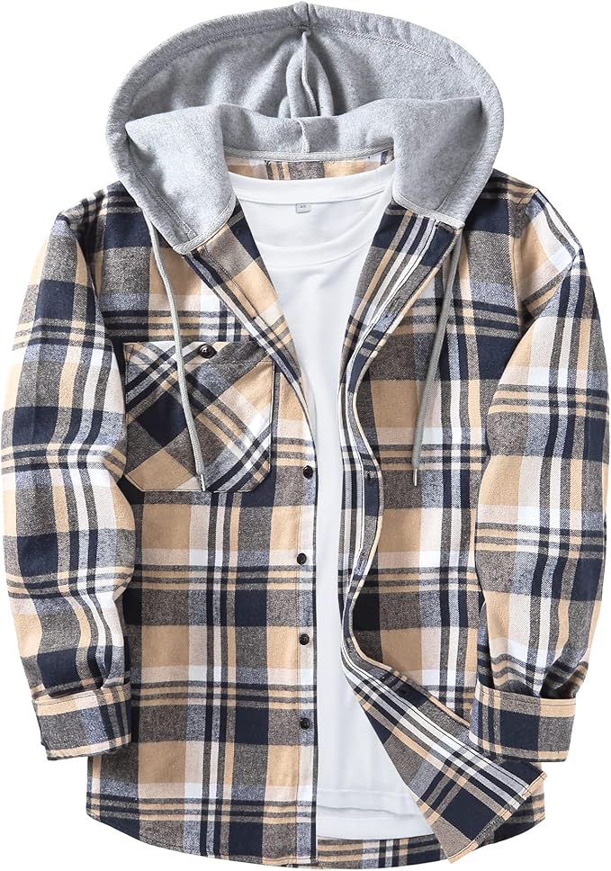 ZITY Men's Flannel Hoodie Shirts